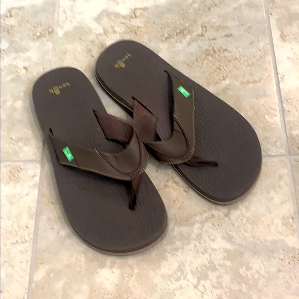 Brown Sanuk Mens Yoga Mat Sandals
